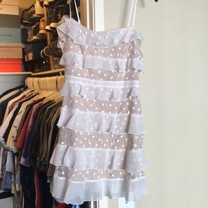 White ruffle mini dress